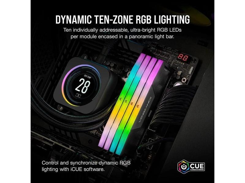 Memória RAM Corsair Vengeance RGB 96GB (2x48GB) DDR5 6000MHz